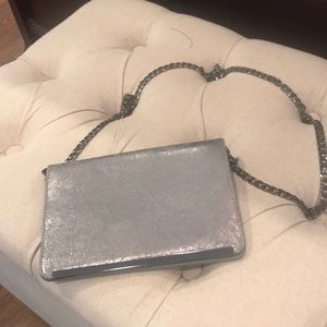 Silver clutch/shoulder bag